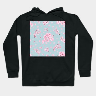 Blooming Sakura branch. Cherry blossom flowers. Romantic translucent watercolor flowers print Hoodie